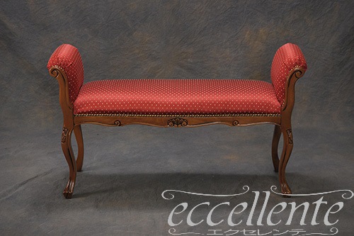 GP-157F3R イタリア製 2シートベンチ　Lisa　ウォールナット仕上げ／MX Eco　レッド   <br>2 Seat bench Lisa Walnut color / Mx Eco Red