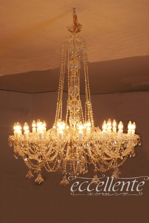 チェコ製 ボヘミアクリスタル シャンデリア 30灯 Clear／ノーマル