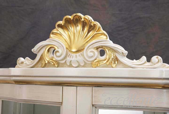 TV-BR6128WAU,TV-BR6120WA イタリア製 2ドアカップボード　St.ボルボネーゼ　アンティークホワイト＋ゴールドリーフ  2 door cupboard St. Borbonese/Antique white with gold leaf