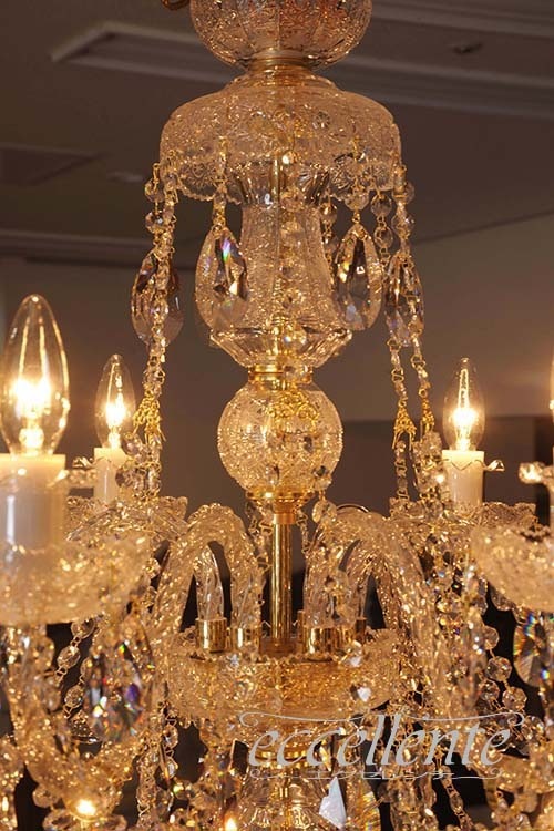 TB001126CC チェコ製 ボヘミアクリスタル シャンデリア 18灯　Clear／クリスタルカット<br>Bohemian Crystal Chandelier 18 lights Clear/Crystal Cut
