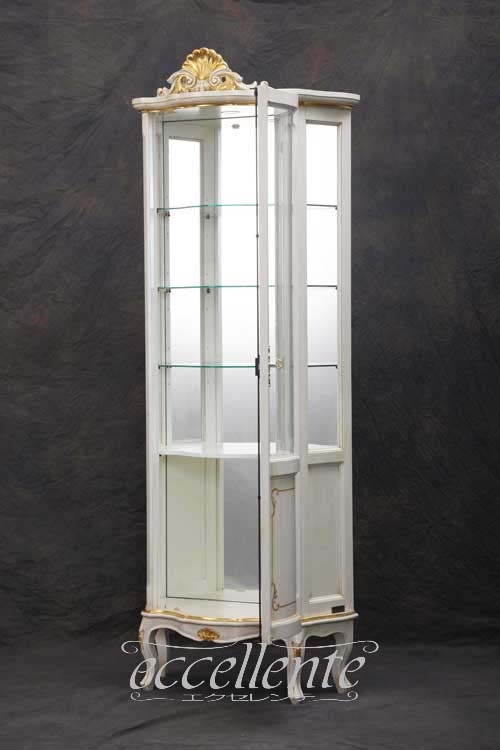 TV-BR6126WA イタリア製 1ドアキュリオ St.ボルボネーゼ アンティークホワイト+ゴールドリーフ 1 door curio St. Borbonese/Antique white with gold leaf