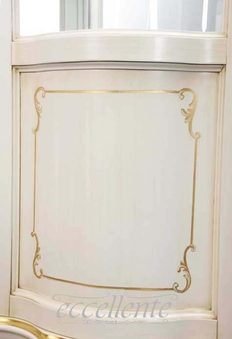 TV-BR6126WA イタリア製 1ドアキュリオ St.ボルボネーゼ アンティークホワイト+ゴールドリーフ 1 door curio St. Borbonese/Antique white with gold leaf