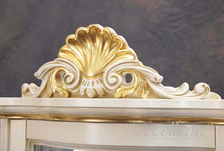 TV-BR6126WA イタリア製 1ドアキュリオ St.ボルボネーゼ アンティークホワイト+ゴールドリーフ 1 door curio St. Borbonese/Antique white with gold leaf