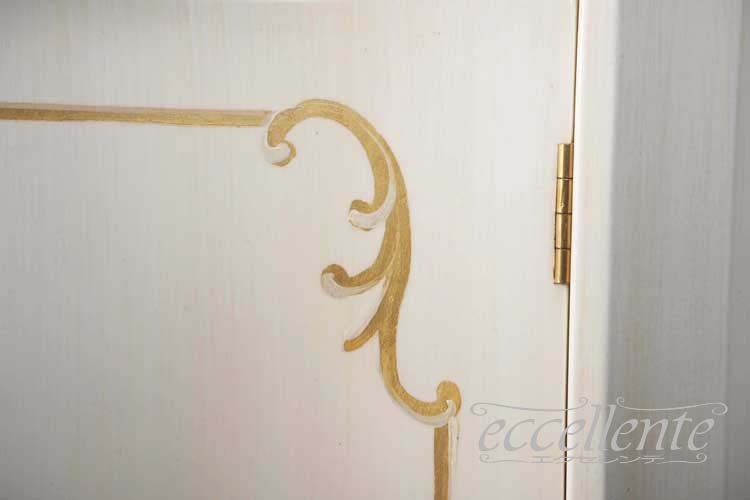 TV-BR6113WA イタリア製 3ドアサイドボード St.ボルボネーゼ アンティークホワイト+ゴールドリーフ 3 door sideboard St. Borbonese/Antique white with gold leaf