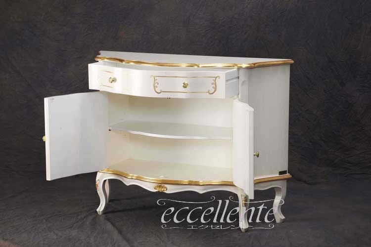 TV-BR6120WA イタリア製 2ドアサイドボード St.ボルボネーゼ アンティークホワイト+ゴールドリーフ 2 door sideboard St. Borbonese/Antique white with gold leaf