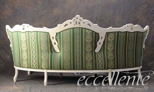 イタリア製 ラウンド3シートソファ アマデウス アンティークホワイト+ゴールド｜GP-124/3W