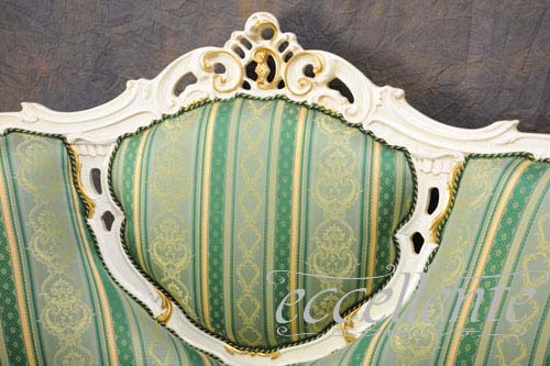 イタリア製 ラウンド3シートソファ アマデウス アンティークホワイト+ゴールド｜GP-124/3W