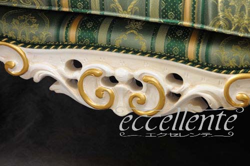 イタリア製 ラウンド3シートソファ アマデウス アンティークホワイト+ゴールド｜GP-124/3W