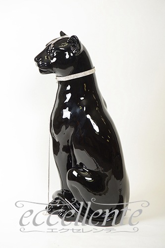 VO-71310CGNL イタリア製 陶製置物 黒ヒョウ with leash