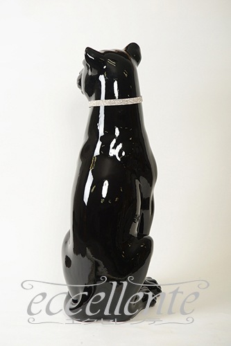 VO-71310CGNL イタリア製 陶製置物 黒ヒョウ with leash