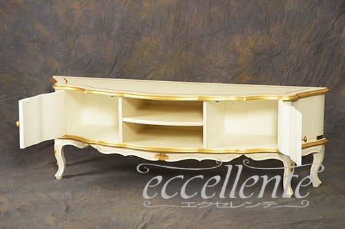 TV-BR6122WA イタリア製 テレビボードグランデ St.ボルボネーゼ アンティークホワイト+ゴールドリーフ TV board grande St. Borbonese/Antique white with gold leaf