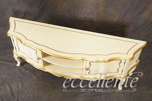 TV-BR6122WA イタリア製 テレビボードグランデ St.ボルボネーゼ アンティークホワイト+ゴールドリーフ TV board grande St. Borbonese/Antique white with gold leaf