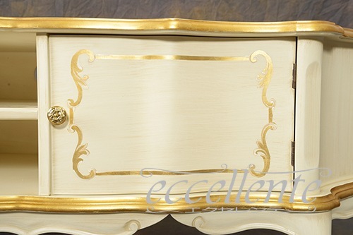 TV-BR6122WA イタリア製 テレビボードグランデ St.ボルボネーゼ アンティークホワイト+ゴールドリーフ TV board grande St. Borbonese/Antique white with gold leaf