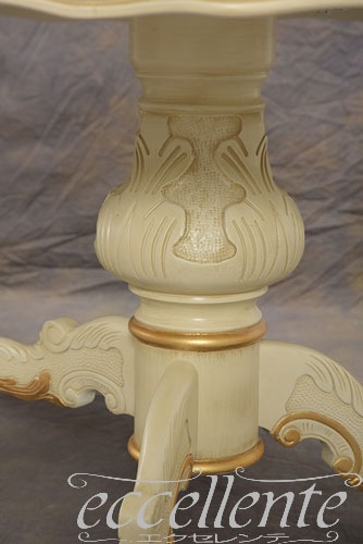 TV-BR94018WA イタリア製 ダイニングテーブル180　St.ボルボネーゼ　アンティークホワイト＋ゴールドリーフ【柄なし】  Dining Table 180 St. Borbonese/Antique white with gold leaf/with pattern on top