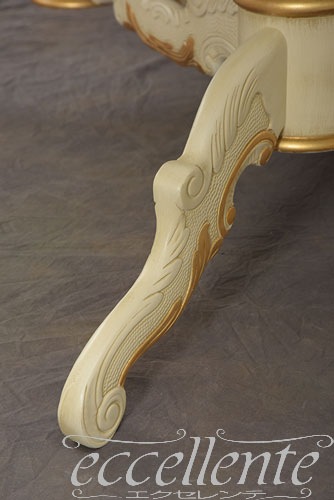 TV-BR94018WA イタリア製 ダイニングテーブル180　St.ボルボネーゼ　アンティークホワイト＋ゴールドリーフ【柄なし】  Dining Table 180 St. Borbonese/Antique white with gold leaf/with pattern on top