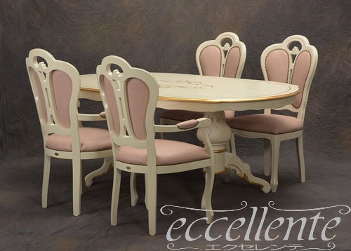 TV-BR94018WA イタリア製 ダイニングテーブル180　St.ボルボネーゼ　アンティークホワイト＋ゴールドリーフ【柄なし】  Dining Table 180 St. Borbonese/Antique white with gold leaf/with pattern on top