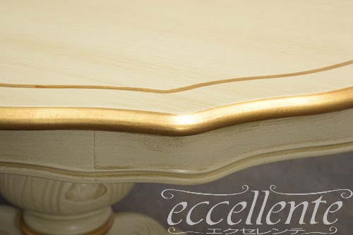 TV-BR94018WA イタリア製 ダイニングテーブル180　St.ボルボネーゼ　アンティークホワイト＋ゴールドリーフ【柄なし】  Dining Table 180 St. Borbonese/Antique white with gold leaf/with pattern on top