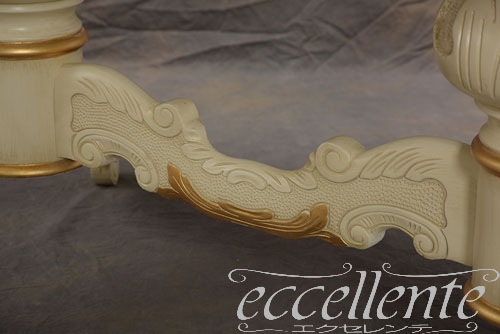 TV-BR94018WA イタリア製 ダイニングテーブル180　St.ボルボネーゼ　アンティークホワイト＋ゴールドリーフ【柄なし】  Dining Table 180 St. Borbonese/Antique white with gold leaf/with pattern on top