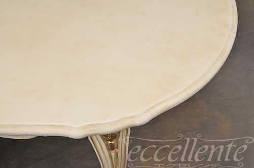 イタリア製 センターテーブル 楕円 Luigi Filippo アンティークホワイト+ゴールド仕上げ｜GP-398WAG