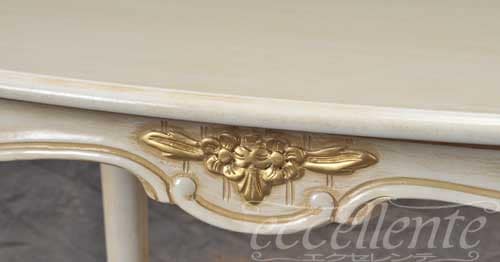 イタリア製 センターテーブル 楕円 Luigi Filippo アンティークホワイト+ゴールド仕上げ｜GP-398WAG