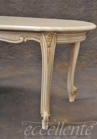 イタリア製 センターテーブル 楕円 Luigi Filippo アンティークホワイト+ゴールド仕上げ｜GP-398WAG