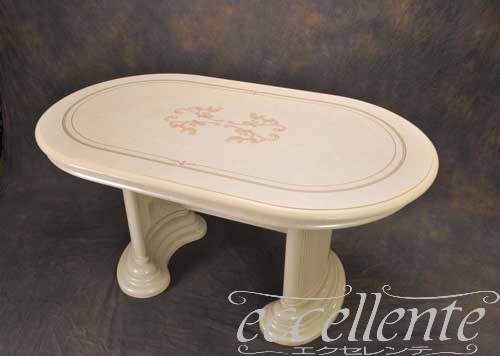 【サルタレッリ/Saltarelli】 イタリア製 ダイニングテーブル フローレンス オーバル145 アイボリー｜FL-14W