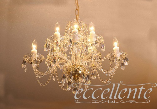 TB078404CL チェコ製 ボヘミアクリスタル シャンデリア8灯 Clear