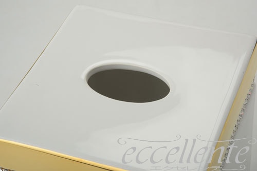 イタリア製 スクエアティッシュボックス Crystal White｜Tissue box square shaped Crystal White｜CB-550BOS