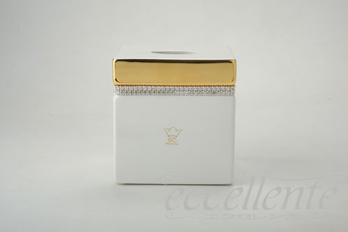 イタリア製 スクエアティッシュボックス Crystal White｜Tissue box square shaped Crystal White｜CB-550BOS