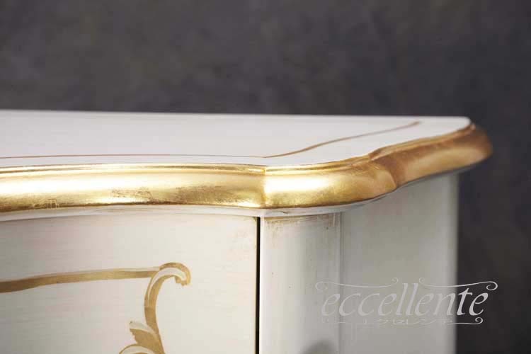 TV-BR6106WA イタリア製 5段チェスト　St.ボルボネーゼ　アンティークホワイト＋ゴールドリーフ  5 drawer chest St. Borbonese/Antique white with gold leaf