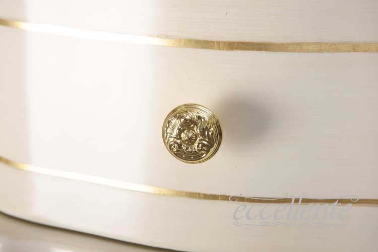 TV-BR6106WA イタリア製 5段チェスト　St.ボルボネーゼ　アンティークホワイト＋ゴールドリーフ  5 drawer chest St. Borbonese/Antique white with gold leaf