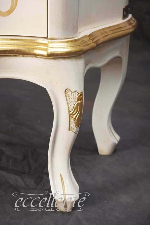 TV-BR6106WA イタリア製 5段チェスト　St.ボルボネーゼ　アンティークホワイト＋ゴールドリーフ  5 drawer chest St. Borbonese/Antique white with gold leaf