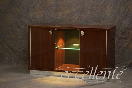 RO-BV302NS イタリア製 3ドア(1グラス)サイドボード ローマ LED照明付/ウォールナット