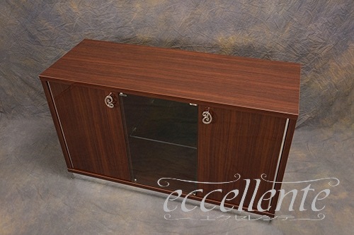 RO-BV302NS イタリア製 3ドア(1グラス)サイドボード ローマ LED照明付/ウォールナット