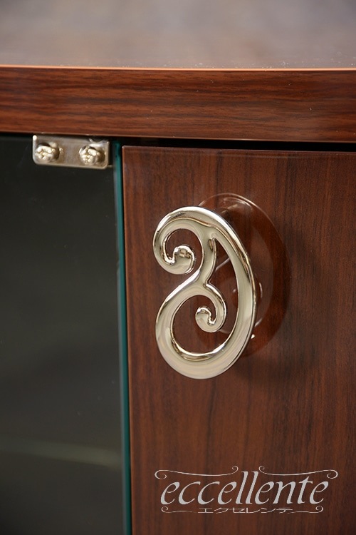 RO-BV302NS イタリア製 3ドア(1グラス)サイドボード ローマ LED照明付/ウォールナット