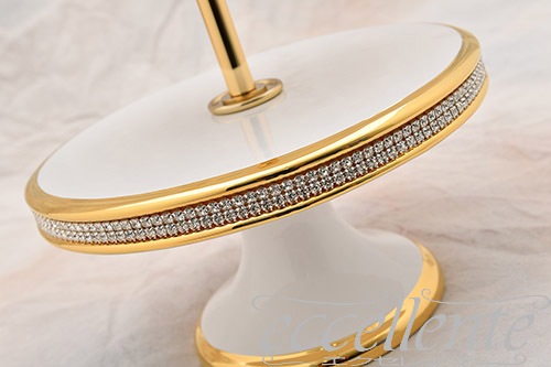 イタリア製 ケーキスタンド２段脚付 Crystal White｜Cake Stand 2 tiers Crystal White｜CB-594BOS