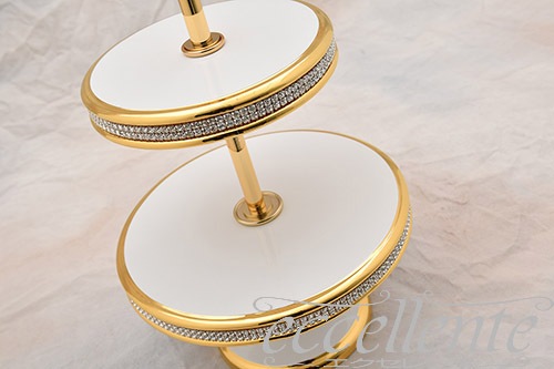 イタリア製 ケーキスタンド2段脚付 Crystal White｜Cake Stand 2