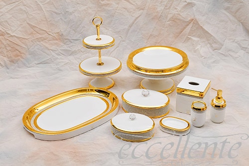 イタリア製 ケーキスタンド2段脚付 Crystal White｜Cake Stand 2