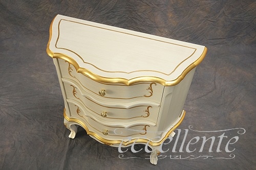 TV-BR6103WA イタリア製 スモール3段チェスト St.ボルボネーゼ アンティークホワイト+ゴールドリーフ Small 3 drawer chest St. Borbonese/Antique white with gold leaf