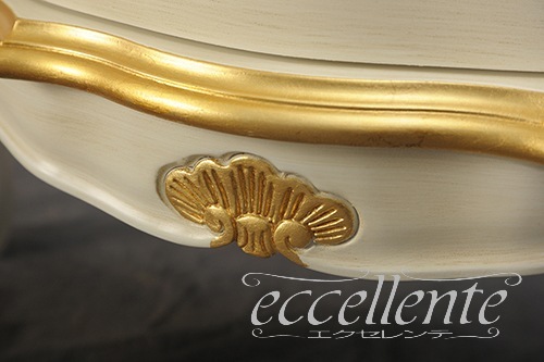 TV-BR6103WA イタリア製 スモール3段チェスト St.ボルボネーゼ アンティークホワイト+ゴールドリーフ Small 3 drawer chest St. Borbonese/Antique white with gold leaf