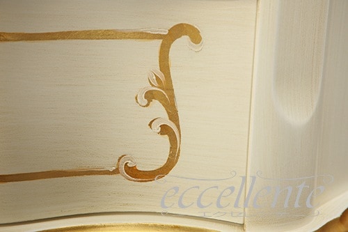 TV-BR6103WA イタリア製 スモール3段チェスト St.ボルボネーゼ アンティークホワイト+ゴールドリーフ Small 3 drawer chest St. Borbonese/Antique white with gold leaf