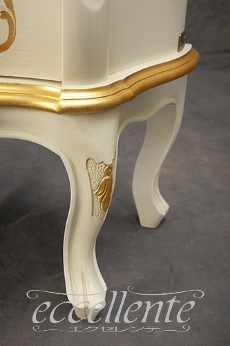 TV-BR6103WA イタリア製 スモール3段チェスト St.ボルボネーゼ アンティークホワイト+ゴールドリーフ Small 3 drawer chest St. Borbonese/Antique white with gold leaf