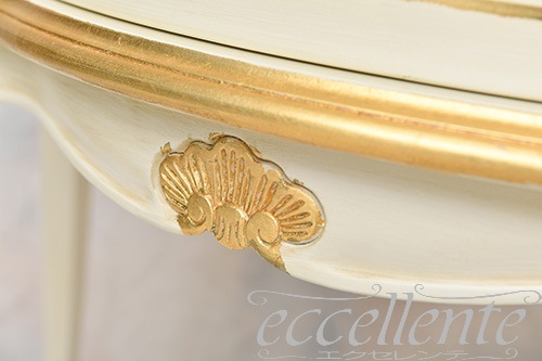 TV-BR6105WA イタリア製 コンソール　St.ボルボネーゼ　アンティークホワイト＋ゴールドリーフ      Console St. Borbonese/Antique white with gold leaf