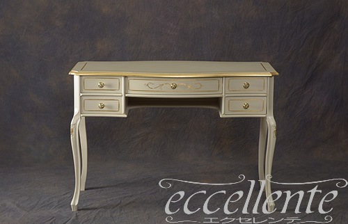 TV-BR590WA イタリア製 デスク　St.ボルボネーゼ　アンティークホワイト+ゴールドリーフ Desk St.Borbonese /Antique white with gold leaf