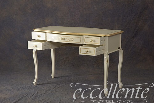 TV-BR590WA イタリア製 デスク　St.ボルボネーゼ　アンティークホワイト+ゴールドリーフ Desk St.Borbonese /Antique white with gold leaf