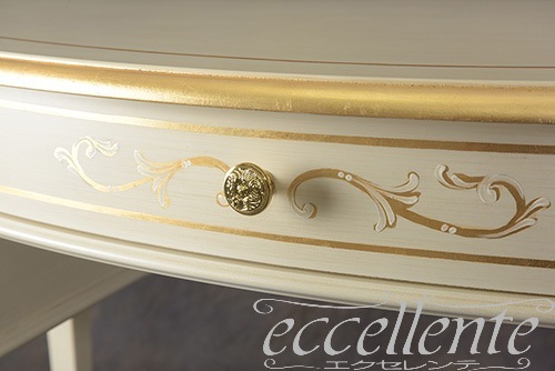 TV-BR590WA イタリア製 デスク　St.ボルボネーゼ　アンティークホワイト+ゴールドリーフ Desk St.Borbonese /Antique white with gold leaf