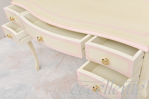 TV-BR590WP イタリア製 デスク　St.ボルボネーゼ　アンティークホワイト＋ピンク  Desk St.Borbonese /Antique white with pink paint