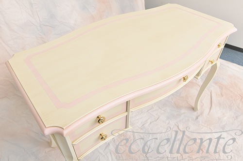 TV-BR590WP イタリア製 デスク　St.ボルボネーゼ　アンティークホワイト＋ピンク  Desk St.Borbonese /Antique white with pink paint