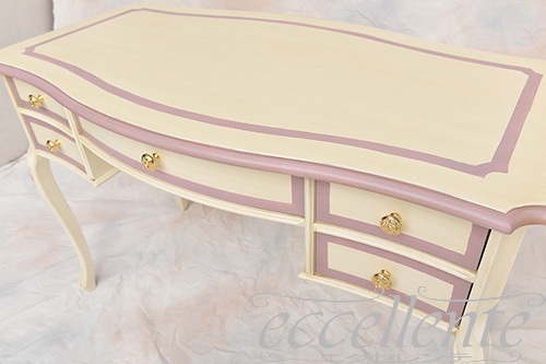 TV-BR590WV イタリア製 デスク St.ボルボネーゼ アンティークホワイト+ヴァイオレット Desk St.Borbonese /Antique white with violet paint