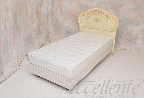 イタリア製 シングルベッド ミレディ アイボリー/布張りスプリングフレーム(マットレスサイズW100cm)|ML-LET03AV01-EI-SLSO100